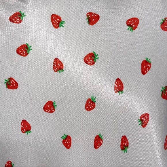 NEW Zara Strawberry Print Mini Dress Women Size L Satin Babydoll Soft Girl Flirt - Picture 11 of 11